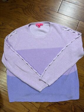 EUC Lilly Pulitzer Lavender & Lilac Colorblock Crewneck Sweater Size XL